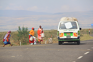 A matatu picking up locals