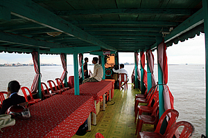 Sheltering inside the boat 
