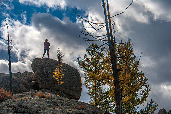 A climber on a rock