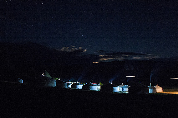Moonrise beyond the camp