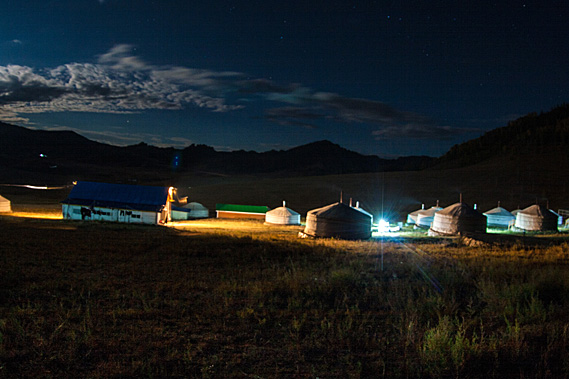 Camp under moonlight