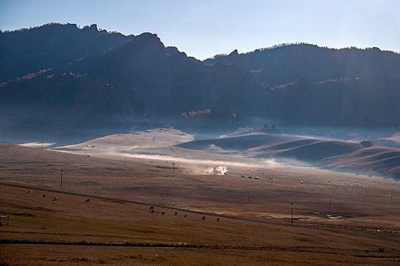 Valley frost turns to mist