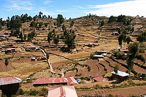 Farms below the village