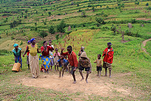 Villagers dancing