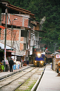 Train passing through town