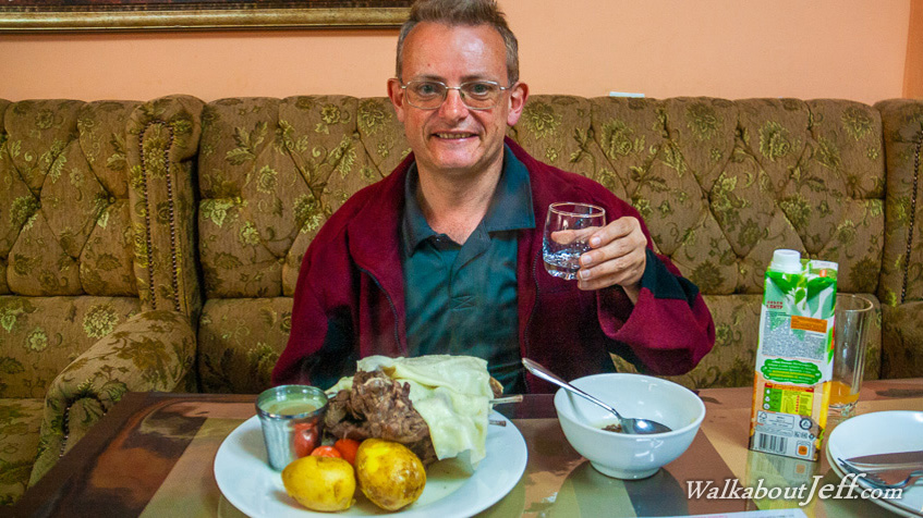 Mongolian food and vodka