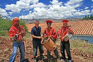 With the musicians at the earth oven 