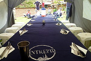 Inside the lunch tent