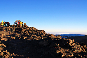 A small crowd at the summit
