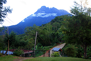 Early morning view of Kinabalu from the village