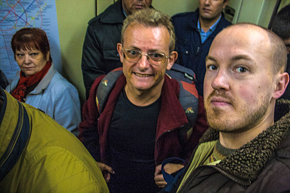 On train with Pavel