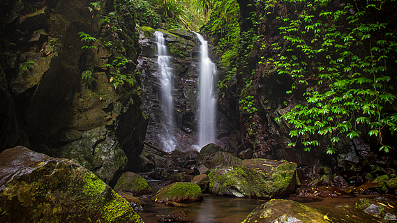Tranquil Cascades Eroding the Volcano