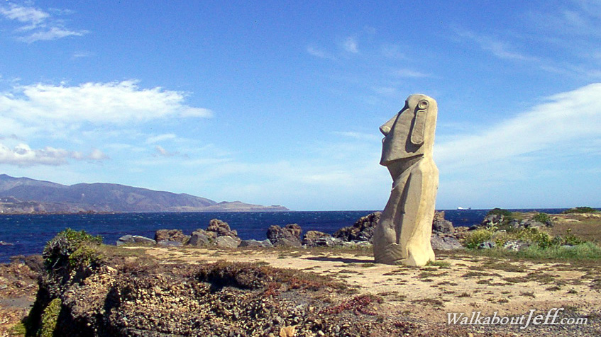 Moai at the harbour entrance