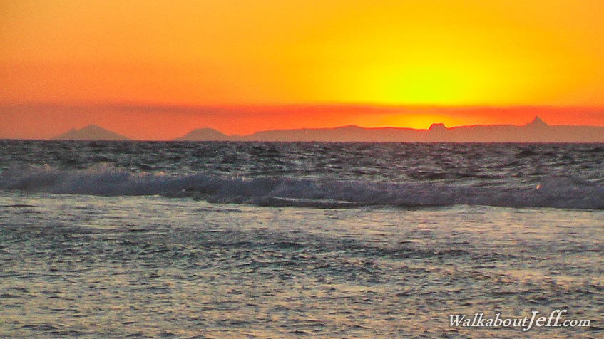 Sunset behind the Glasshouse Mountains