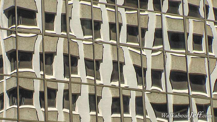 Building reflected in windows